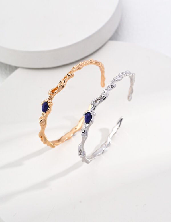 Sterling silver lapis lazuli bracelet, naturally strong