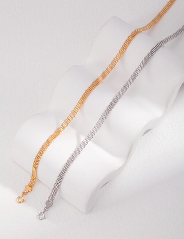 Sterling silver bead lace chain overlapping necklace