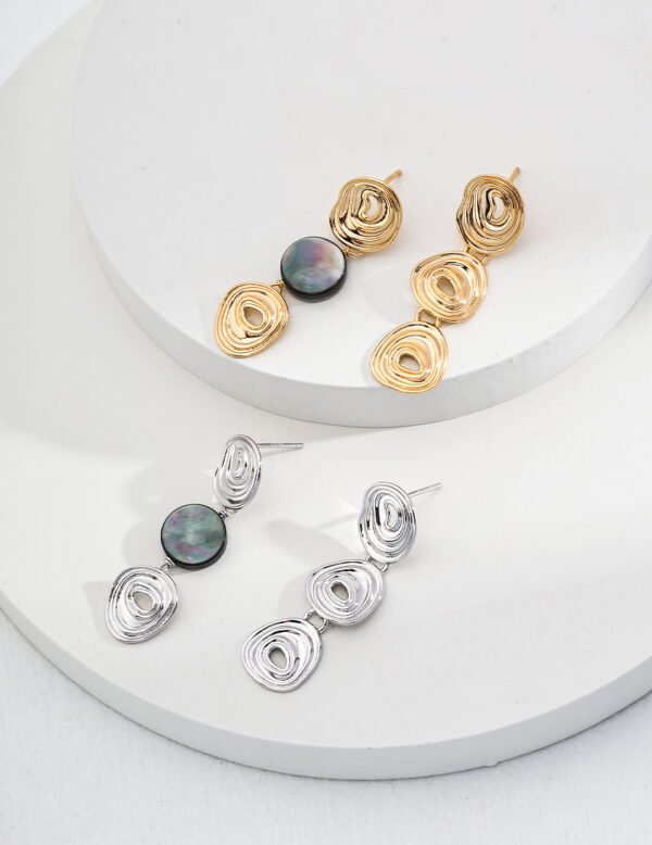 Design sense sterling silver black shell earrings